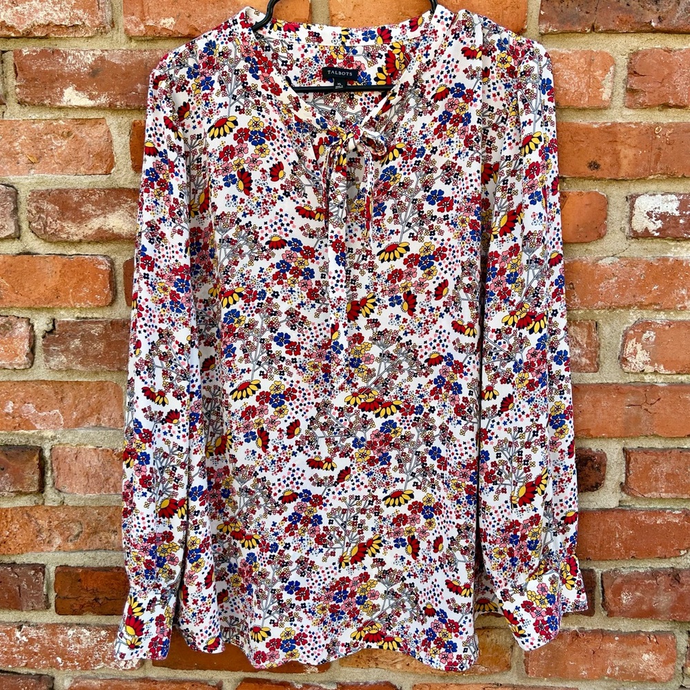 Talbots Floral Print Women's L/S Blouse XL